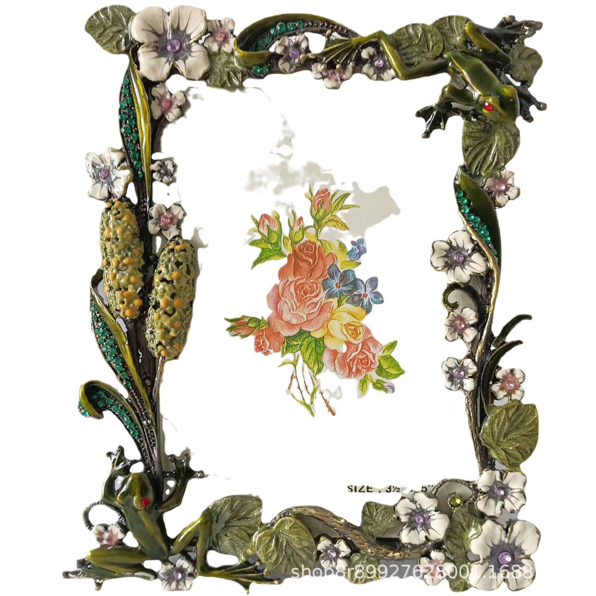 Afralia™ Frog Metal Photo Frame Tabletop Decoration
