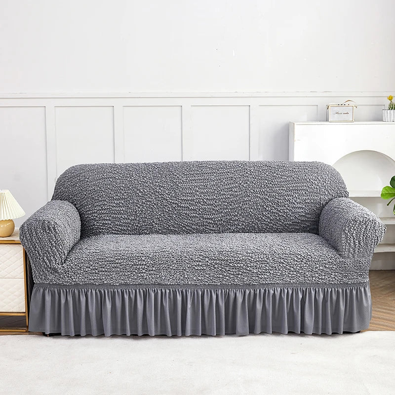 Afralia™ Wrinkled Sofa Cover Slipcovers Solid Color Sofa Protector for Chair, Loveseat, & Sofa