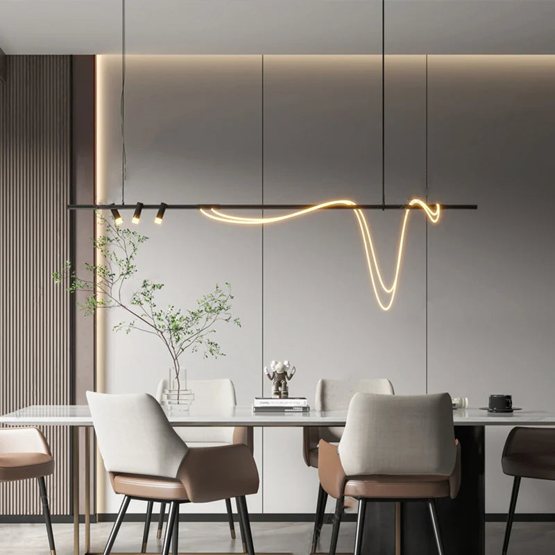 Afralia™ Minimalist Nordic Art Bar Chandelier - Long Line Designer Table Lamp