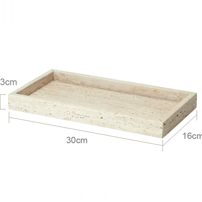 Afralia™ Beige Travertine Marble Bathroom Accessories Set - Soap Dispenser, Soap Dish, Reed Diffuser