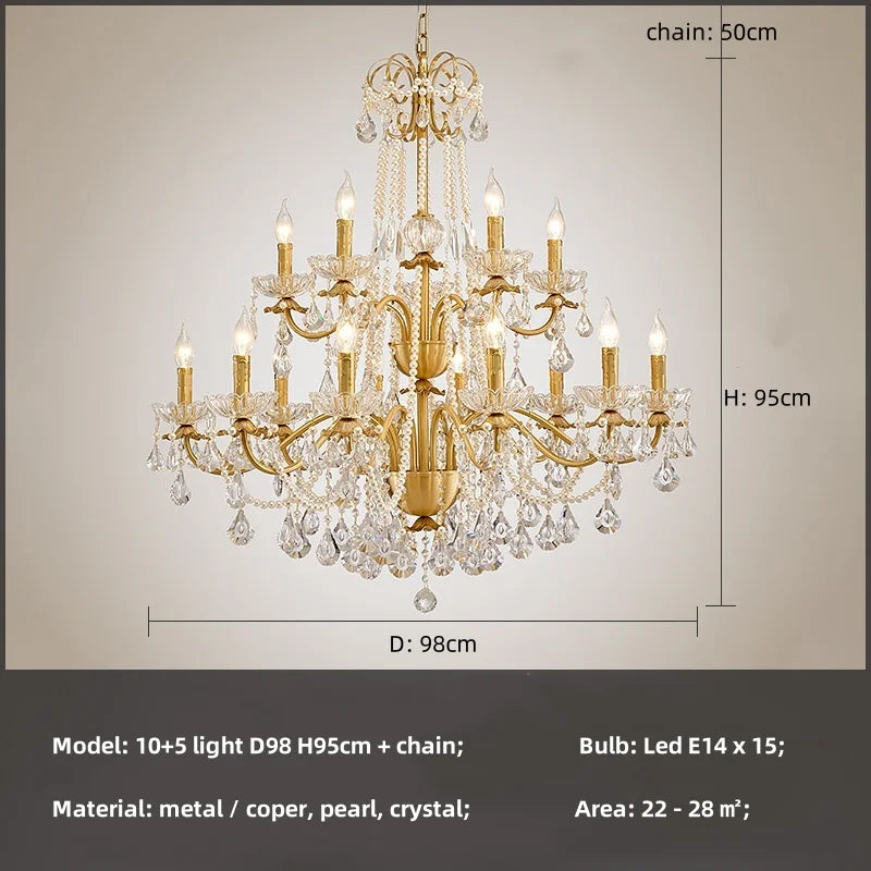 Afralia™ Crystal Pendant Chandelier Foyer Light Luxury Candle Design Led Lamparas