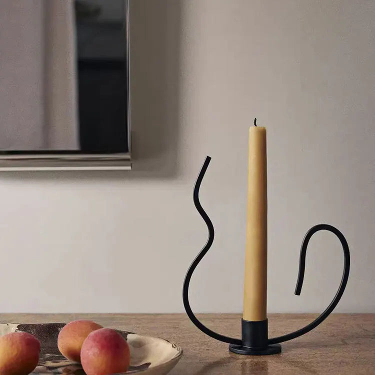 Afralia™ Geometric Black Metal Candlestick Candelabrum - Handcrafted Home Decor & Wedding Centerpiece