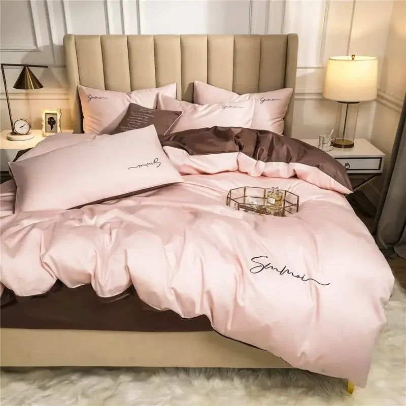 Afralia™ Egyptian Cotton Bedding Set with Sheet Pillowcase Blanket Cover - Queen King Size