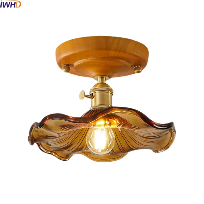 Afralia™ Brass Glass Ceiling Lamp Modern LED Light Fixture - Elegant Home Decor