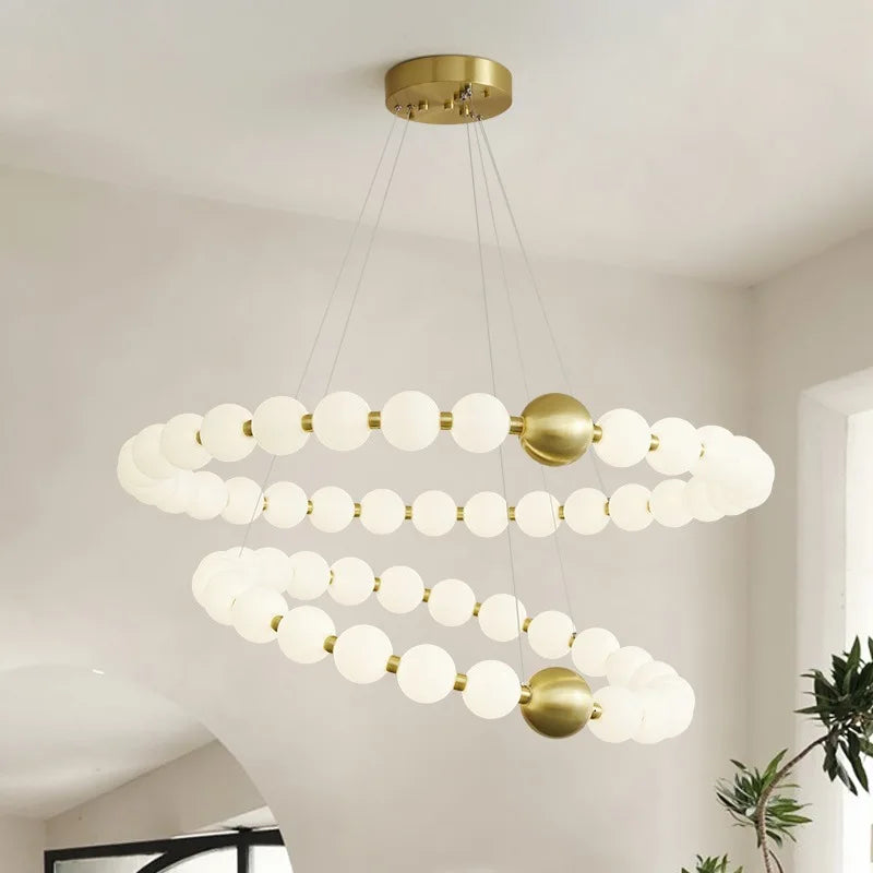 Afralia™ Gold Acrylic LED Ceiling Chandelier for Living Room Bedroom Pendant Lighting