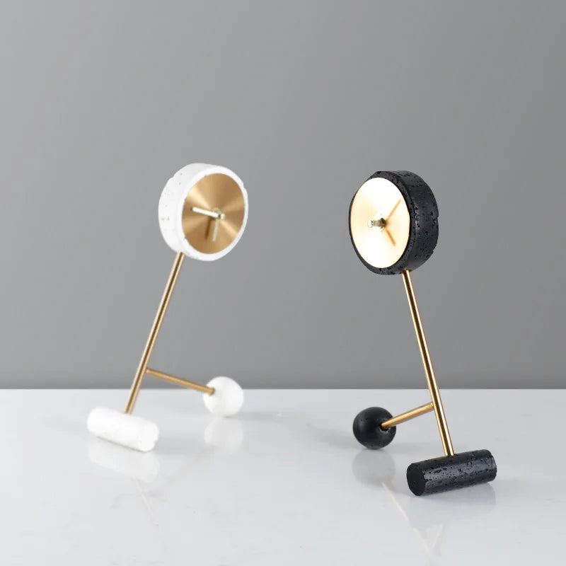 Afralia™ Geometric Metal Table Clock - Abstract Triangle Home Decor Piece