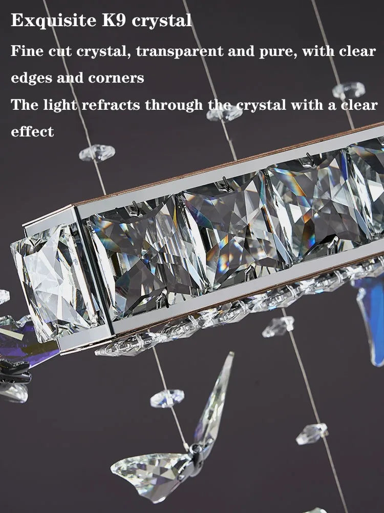 Afralia™ Luxury Crystal Chandelier LED Strip Island Lighting