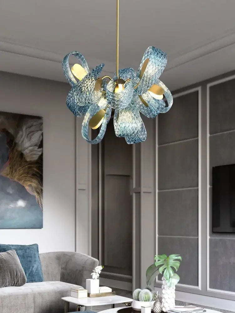 Afralia™ Luxe Copper Leaf LED Ceiling Chandelier for Home, Bedroom, and Dining Room