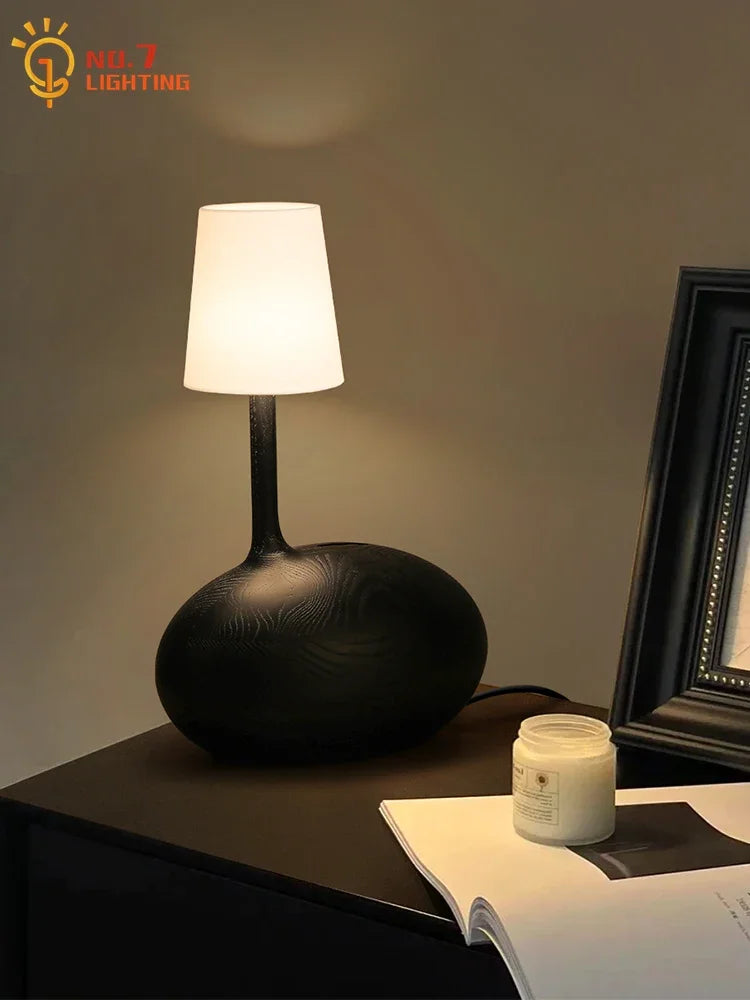 Afralia™ Zen Art Solid Wood Table Lamp LED G9 Desk Light Bedroom Living Room