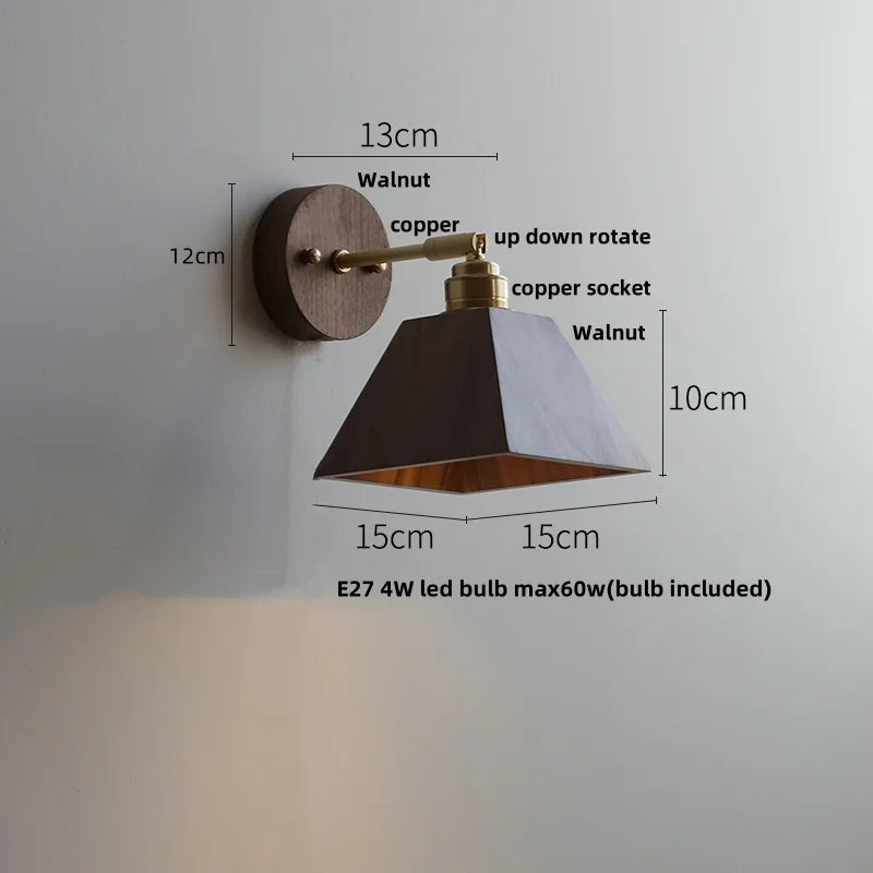 Afralia™ LED Wall Sconce Walnut Wood Rotate Stair Light Fixture Modern Nordic Design