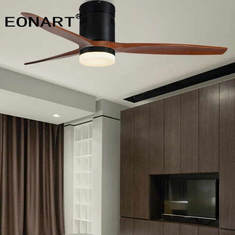 Afralia™ Modern 52" LED Ceiling Fan with Remote Control & Solid Wood Blades