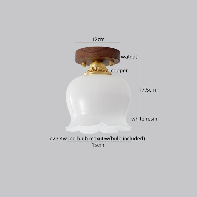 Afralia™ Glass LED Ceiling Lamp Copper Walnut Modern Living Room Lighting Fixtures