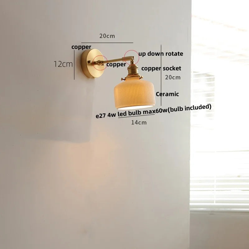 Afralia™ Green Loft LED Wall Light: Vintage Bedside Lamp, Up Down Rotate Glass, Pull Chain Switch