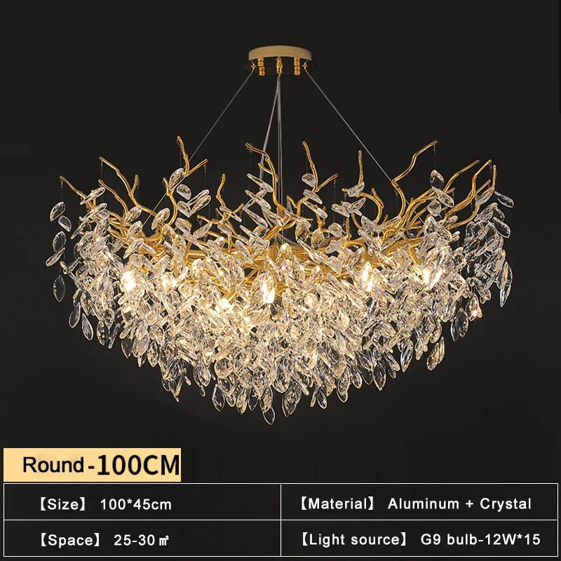 Afralia™ Luxury Gold Chandelier LED Light for Living Room & Hotel Hall