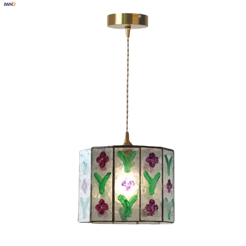 Afralia™ Vintage Colorful Glass Pendant Lamp with Adjustable Wire for Bedroom and Kitchen
