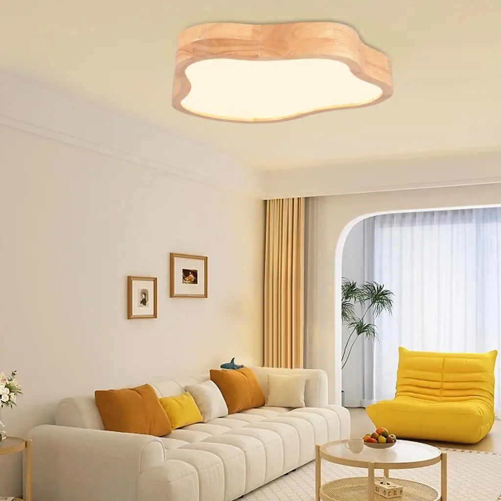 Afralia™ Cloud Shape Wooden LED Ceiling Light for Modern Nordic Home Living Room Surface Fixture