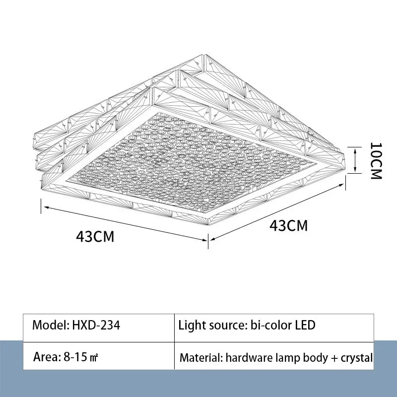 Afralia™ Crystal Ceiling Lamp: Modern Gold Light Luxury LED Square Chrome Indoor Lighting