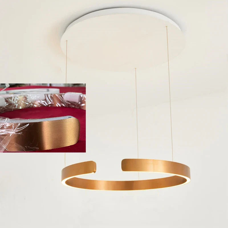 Afralia™ Modern LED Chandelier 4 Circle Pendant Lights Aluminum Gold Black 20-80cm