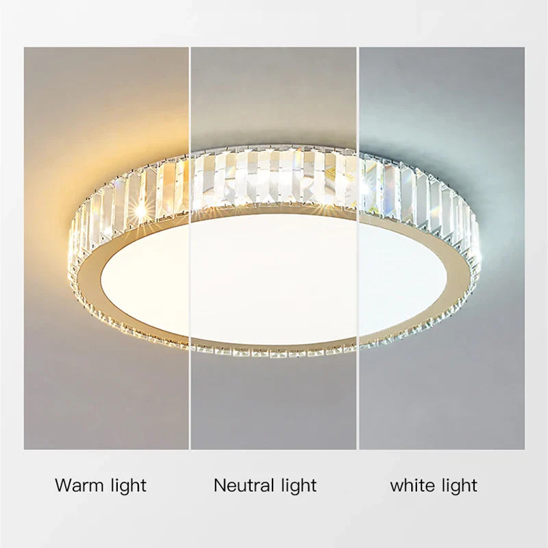 Afralia™ Luxury Crystal Gold Chandelier LED Ceiling Lamp for Living Room & Bedroom