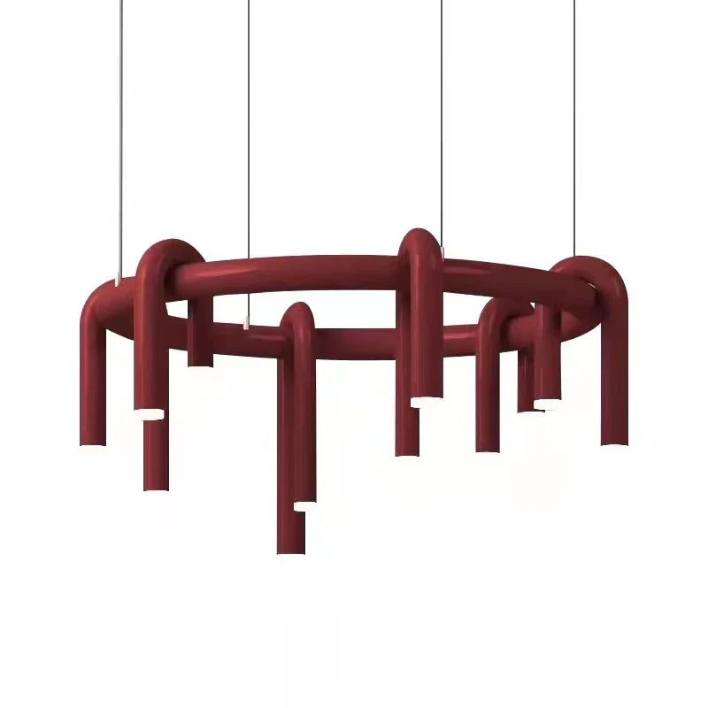 Afralia™ Modern Red Black U-tube LED Chandelier with Adjustable Metal Cord