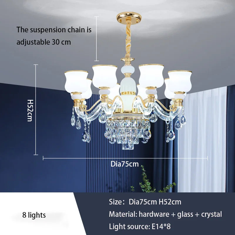 Afralia™ European Luxury Crystal Chandelier: Elegant Main Light for Living Room, Dining Room, Hall