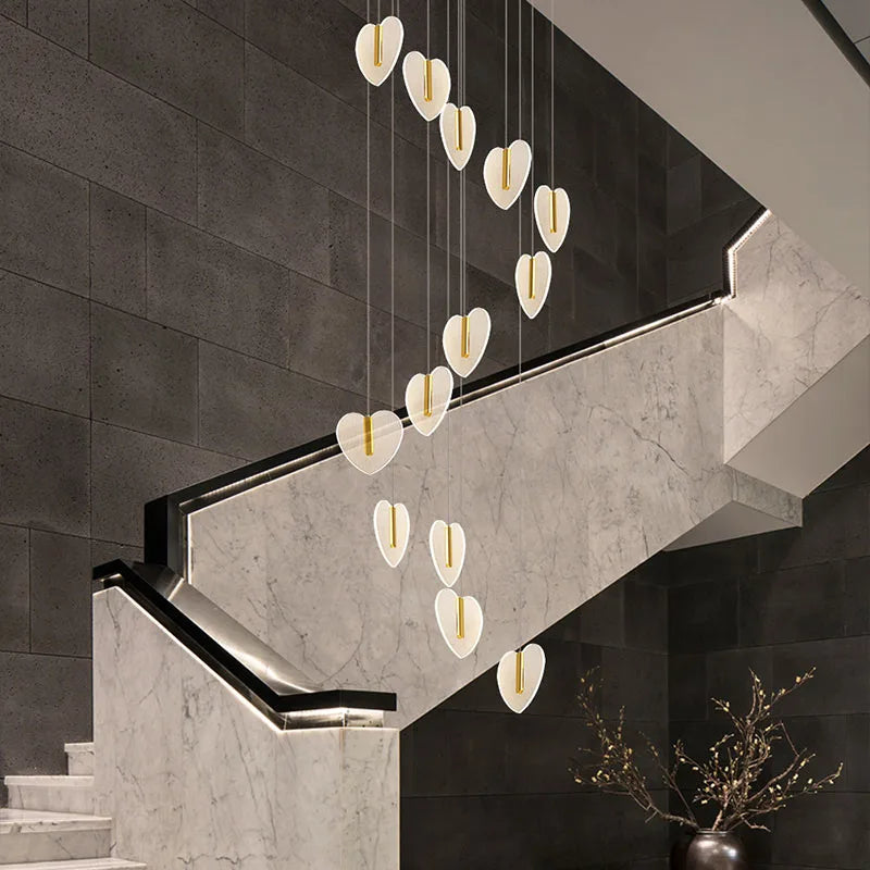 Afralia™ Love Chandelier: Luxury Crystal Gold Lighting for Staircase & Living Room