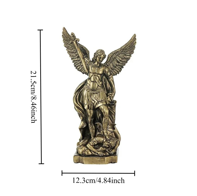 Afralia™ St. Michael Catholic Saint Sculpture Resin Decor Figure Church Altar Home Protection