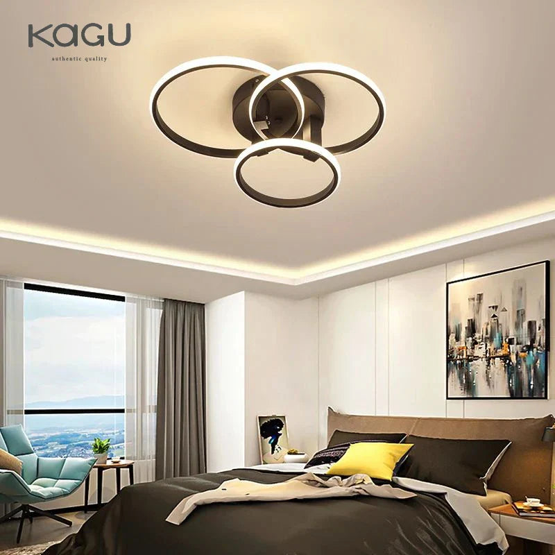 Afralia™ Modern LED Ceiling Chandelier in Gold & Black for Living Room, Bedroom, Study - Dimmable Indoor Lighting