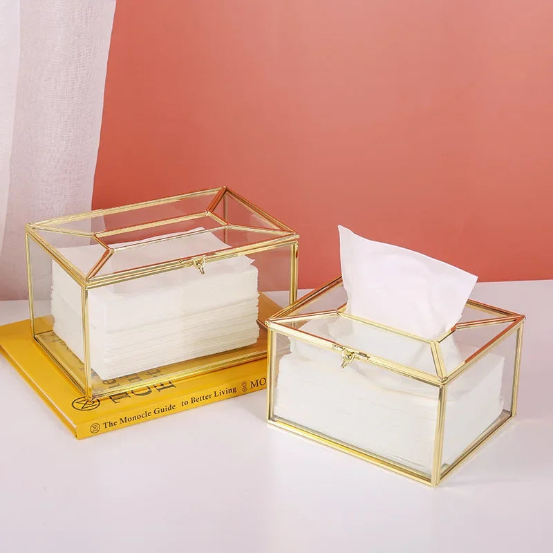 Afralia™ Metallic Glass Napkin Holder Nordic Luxury Home Organizing Decor