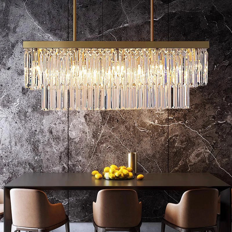 Afralia™ Crystal Chandelier: Luxury Gold 2 Tier LED Ceiling Light for Dining Room