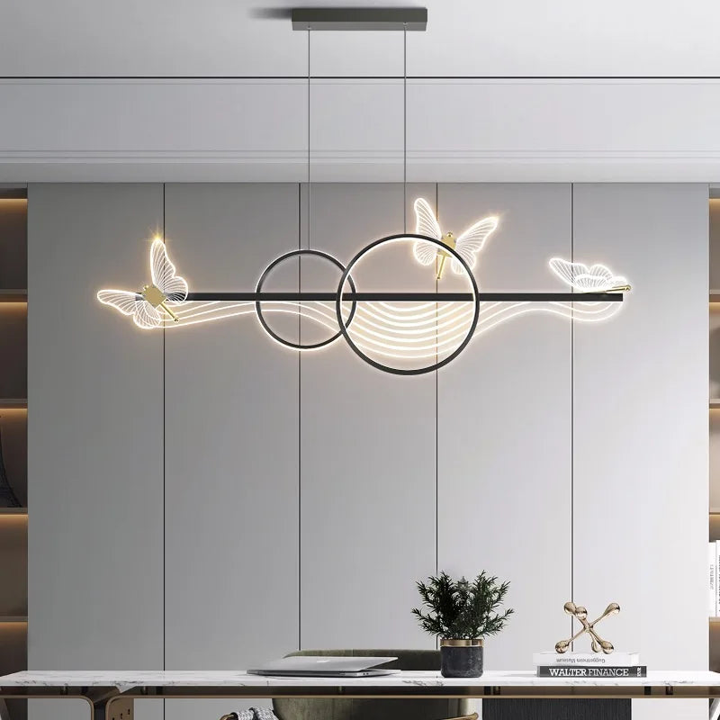 Afralia™ Butterfly Chandelier Pendant Lamp for Dining Room, Study, Bar, and Office