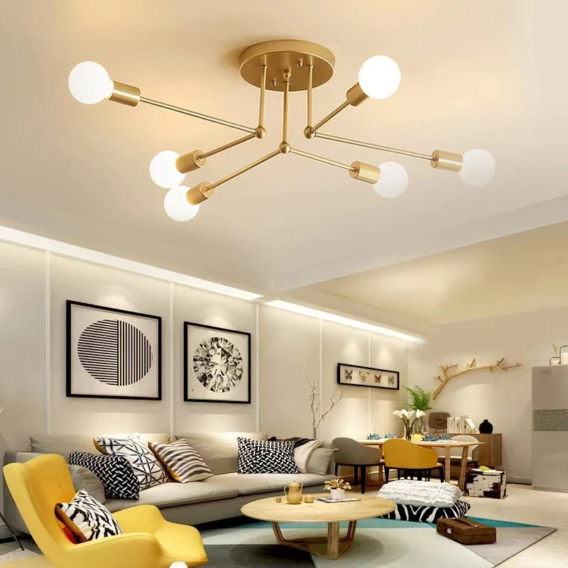 Afralia™ Modern 6/8-Head E27 Ceiling Light for Living Dining Bedroom with Black/White Finish