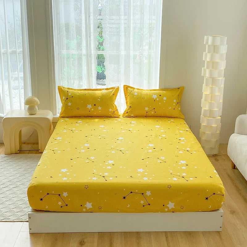 Afralia™ Printed Waterproof Fitted Bed Sheet Full Queen Size Bed Cover