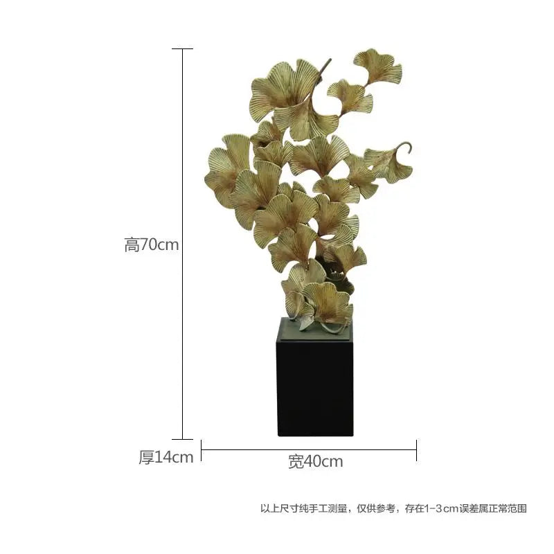 Afralia™ Metal Ginkgo Leaf Ornaments for Home Decoration - 3D Foyer Desktop Decor
