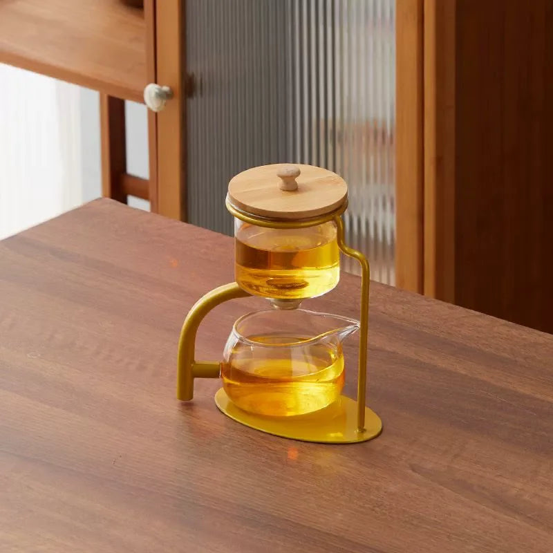 Afralia™ Glass Teapot Set, Magnetic Diversion, Lazy Kungfu, Rotating Spin, Drinking Experience