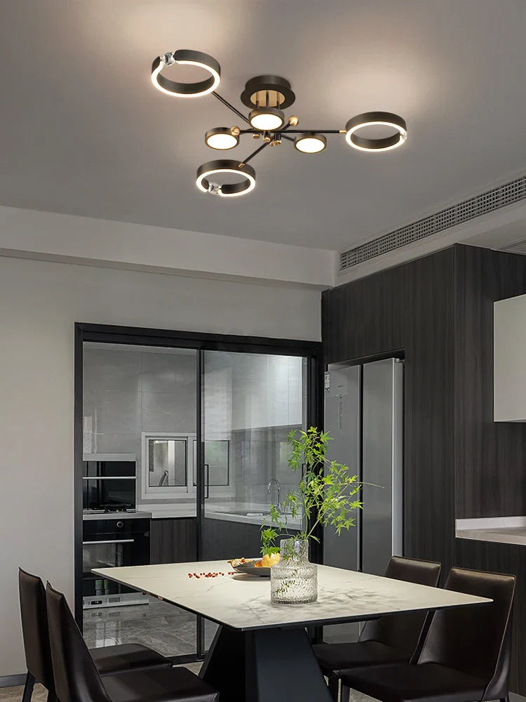 Luxury Gold Aluminum Chandelier with Remote Control for Living Room Bedroom Decor - Afralia™