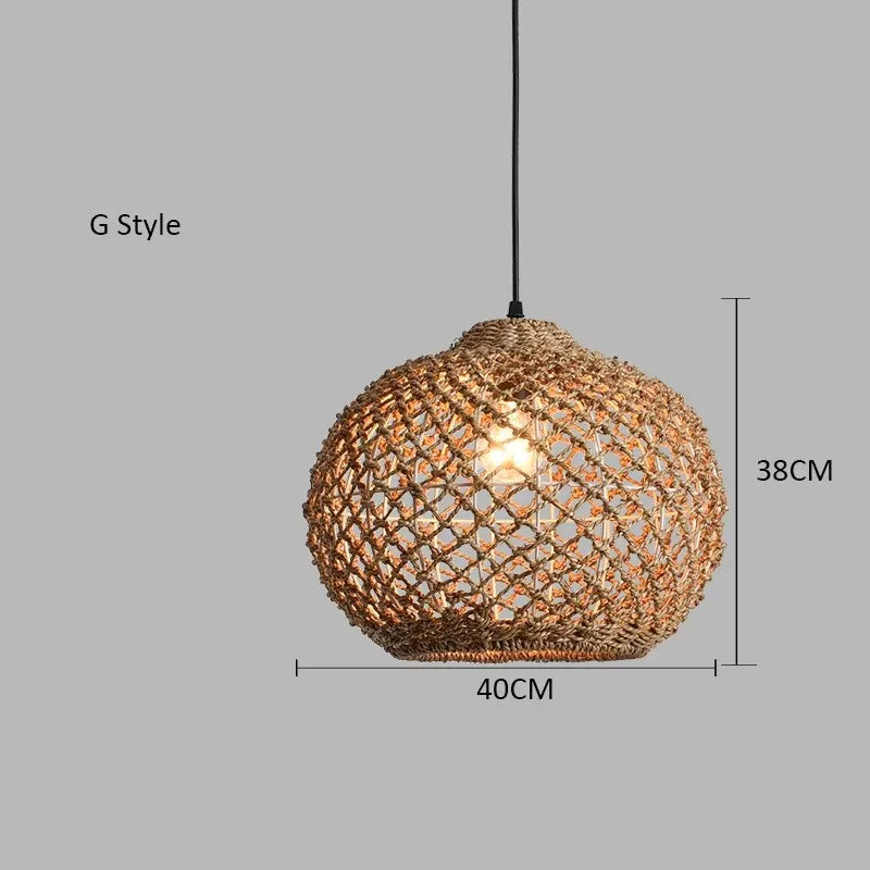 Afralia™ Hand-woven Natural Rattan Chandelier Pendant Light for Living Room Décor