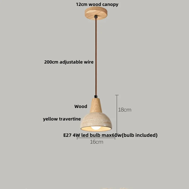 Afralia™ Yellow Travertine Stone LED Pendant Lamp - Nordic Modern Design