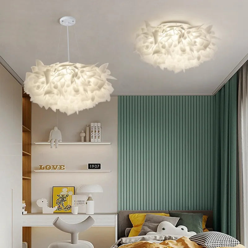 Afralia™ LED Petal Ceiling Chandelier for Living Room, Dimmable Round Bedroom Lamp