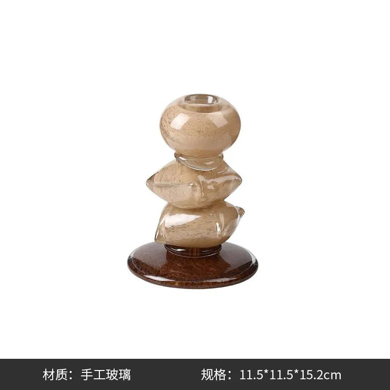 Afralia™ Color Block Candlestick Light Luxury Home Decor Craft
