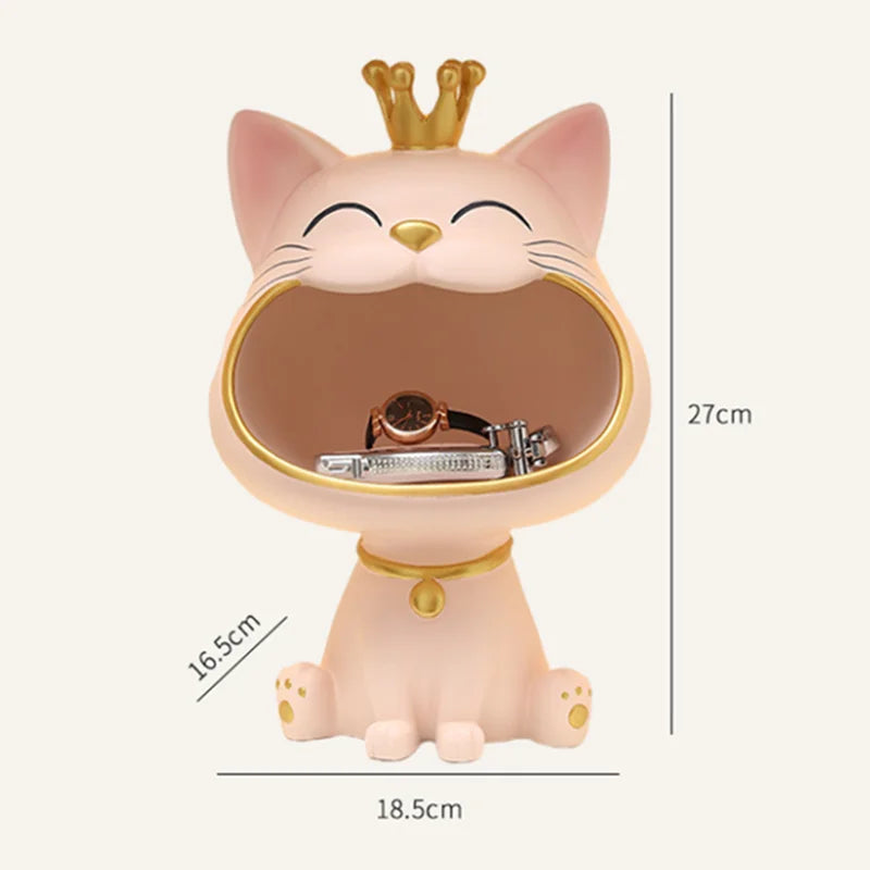 Afralia™ Lucky Cat Sculpture Storage Box Desk Decoration Miniature Figurine