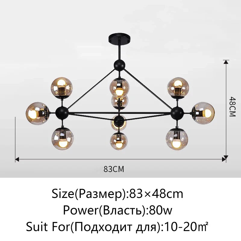 Afralia™ Glass Ball Chandelier Modern Minimalist Decor Lighting