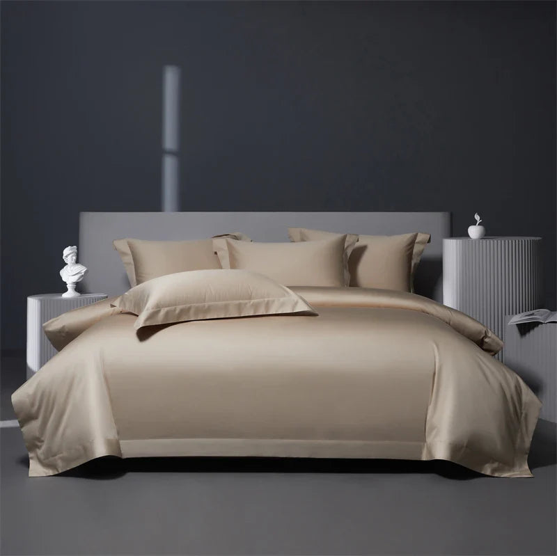 Afralia™ Burgundy Red Egyptian Cotton Bedding Set - Soft Silky Solid Color Luxe Duvet Cover, Sheet, Pillowcases