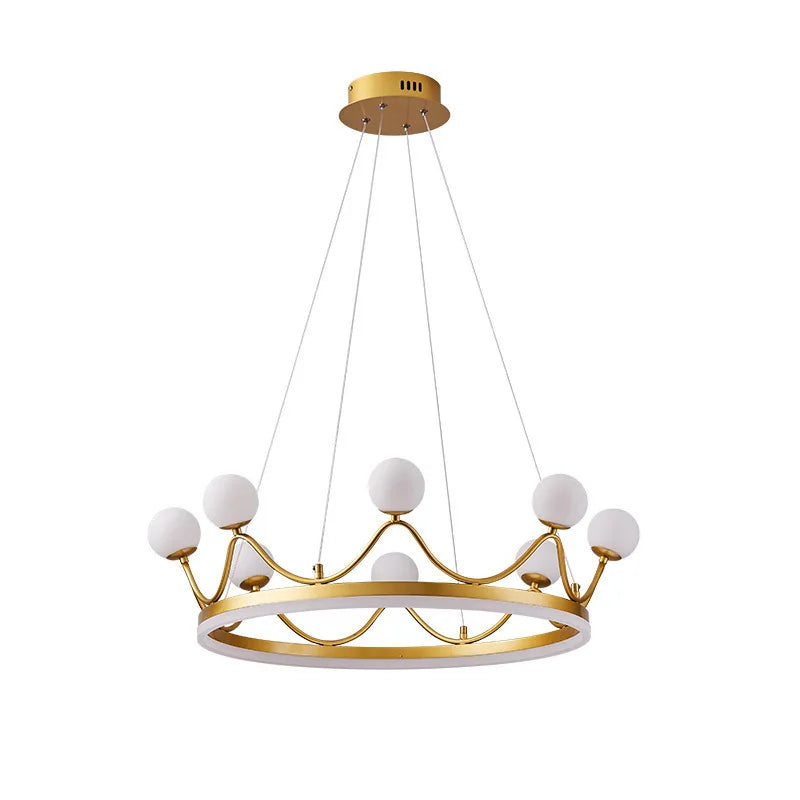 Afralia™ Glass Crown Chandelier Pendant Light for Bedroom Ceiling, Modern Suspension Lamp