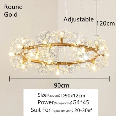 Afralia™ Crystal Bionic Petals Chandelier for Living Dining Bedroom Hall Hotel Decor