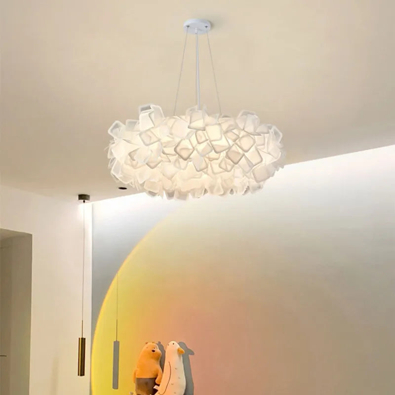 Afralia™ LED Petal Ceiling Chandelier for Living Room, Dimmable Round Bedroom Lamp