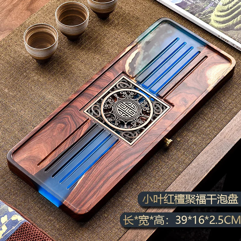 Afralia™ Handmade Wood Resin Tea Tray | Bubble Tea Table Home Kung Fu Set