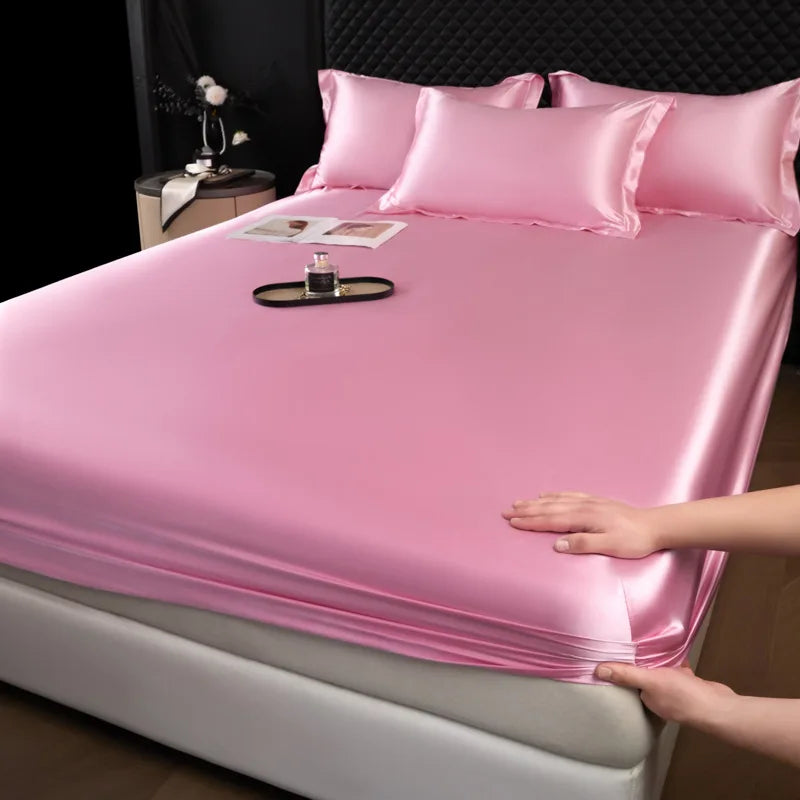 Afralia™ 100% Mulberry Silk Fitted Sheet Set with Pillowcase - Luxury Solid Color Silk Bed Linen