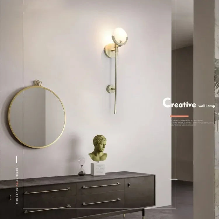 Afralia Marble & Copper Wall Lamp for TV Background, Restaurants, Bedroom - Luxury Decor