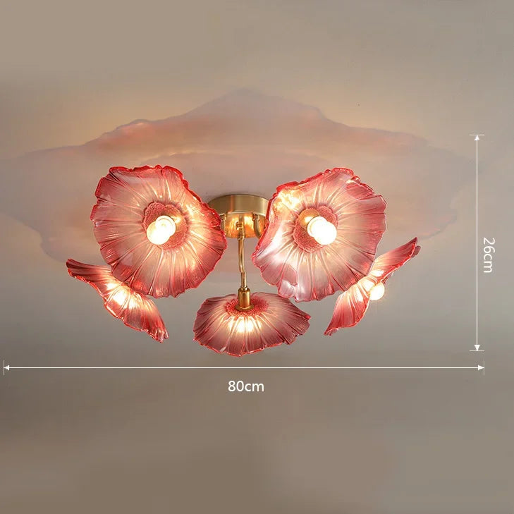 Afralia™ Lotus Leaf Glass Ceiling Chandelier with E14 Bulb